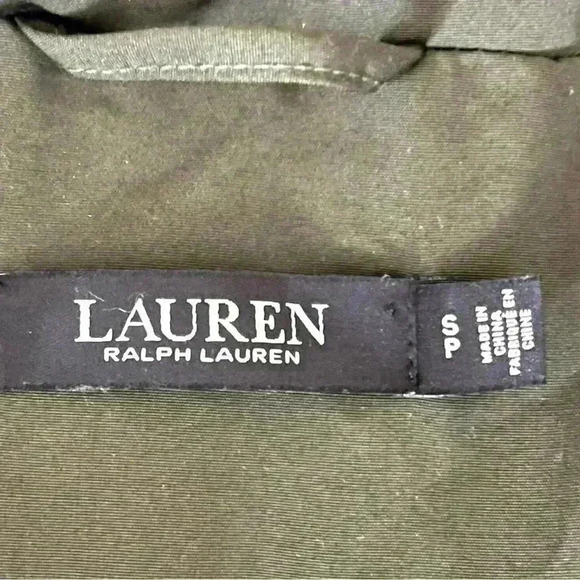 NWT Lauren Ralph Lauren Green Faux Fur Hood Tie Waist Puffer Parka Coat Size S - Picture 5 of 16